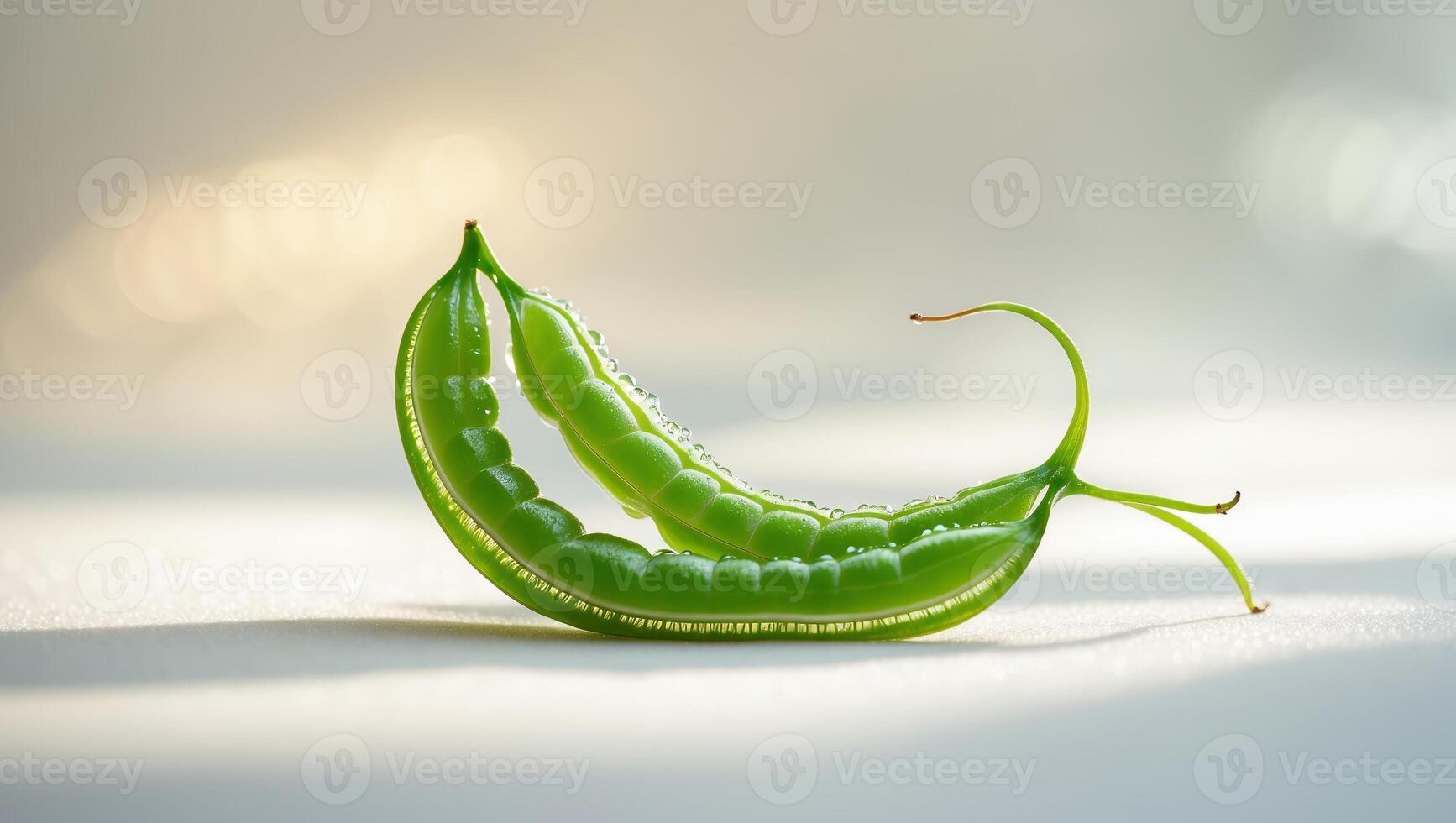 Fresh green pea pods with peas highlighted in sunlight creating a natural and vibrant display photo