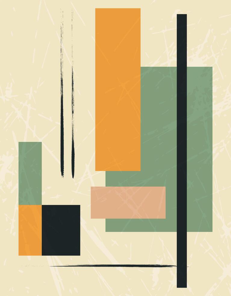Abstract Minimalist Composition with Bold Orange and Green Rectangles vector