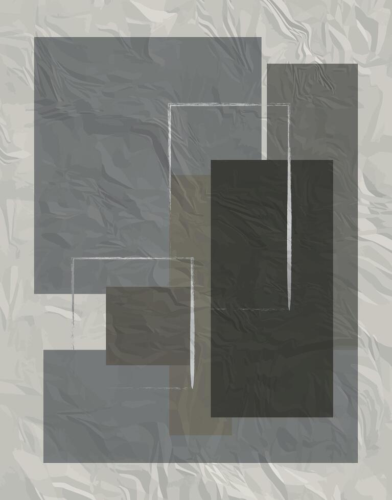 Modern Grayscale Geometric Abstract Wall Art vector