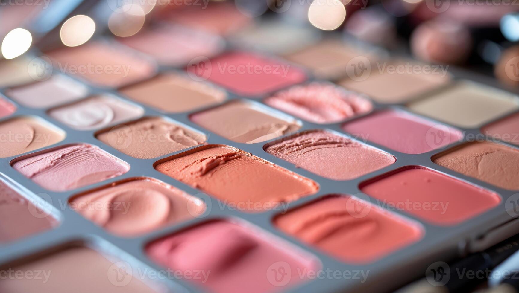 Diverse array of lip colors displayed on a makeup palette showcasing soft hues and textures in a beauty setting photo