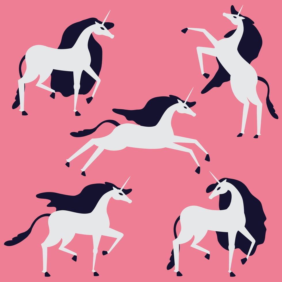 Unicorn set illustration vector