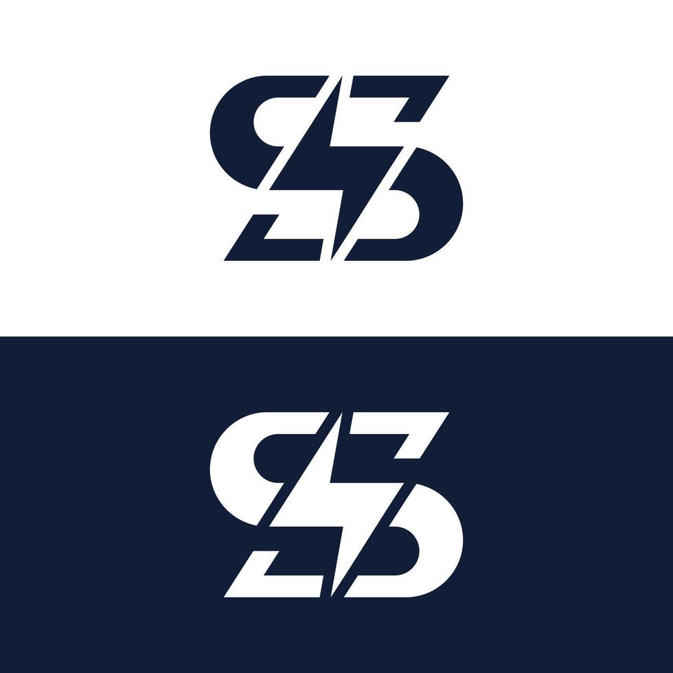 S logo with lightning bolt. vector