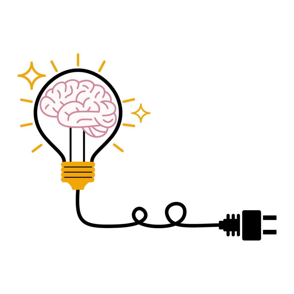 Creative Brain in light bulb Illustration vector
