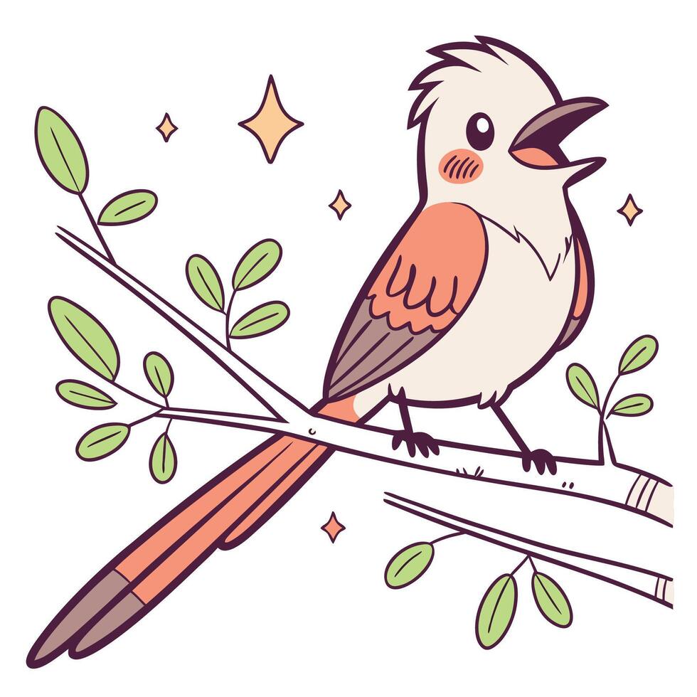 A tweety bird on branch in cartoon style vector