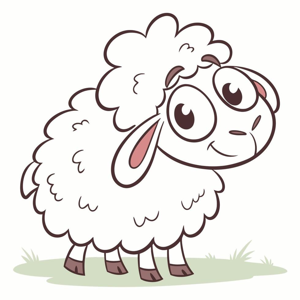 A white sheep animal cartoon character vector