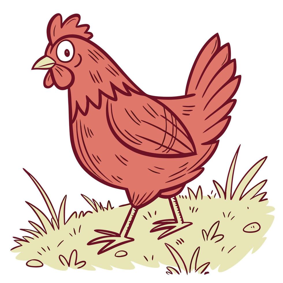 A red chicken cartoon vector