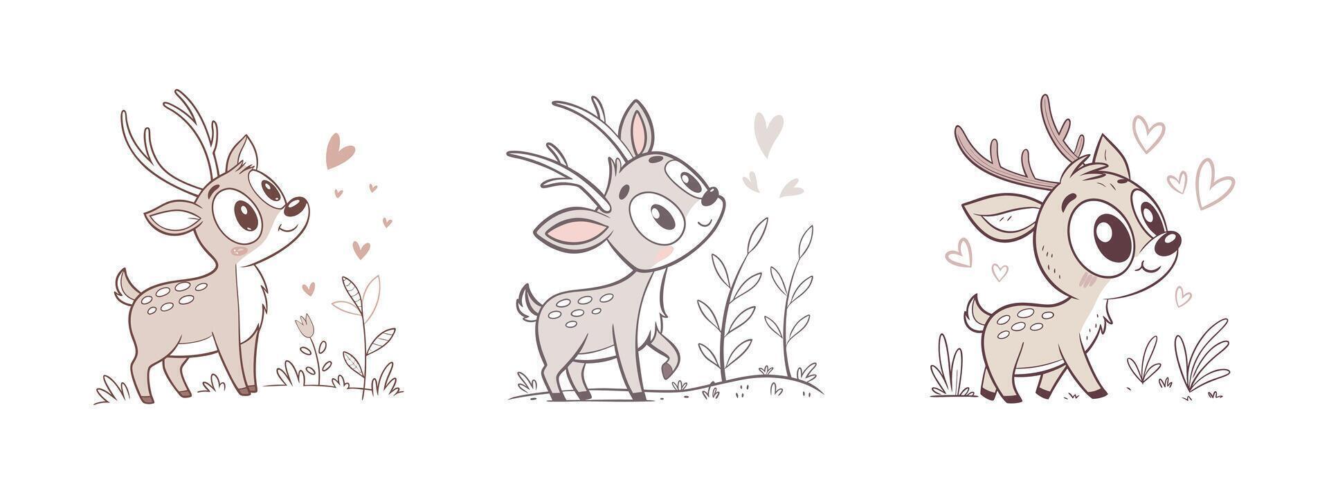 Cute deer cartoon mascot vector