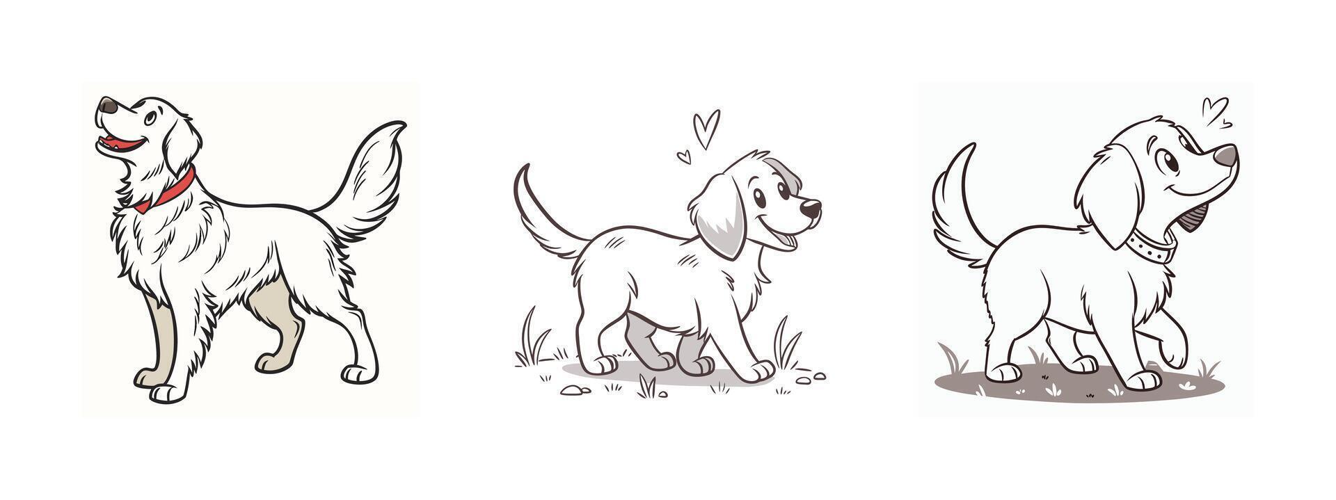 Cartoon dog breeds flat icon collection vector