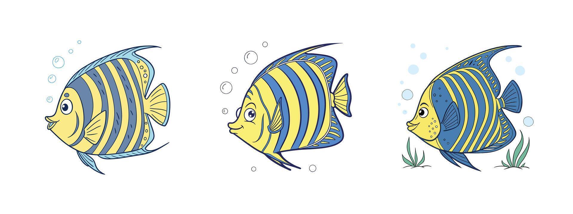 Set Of Cute colorful Fishes vector