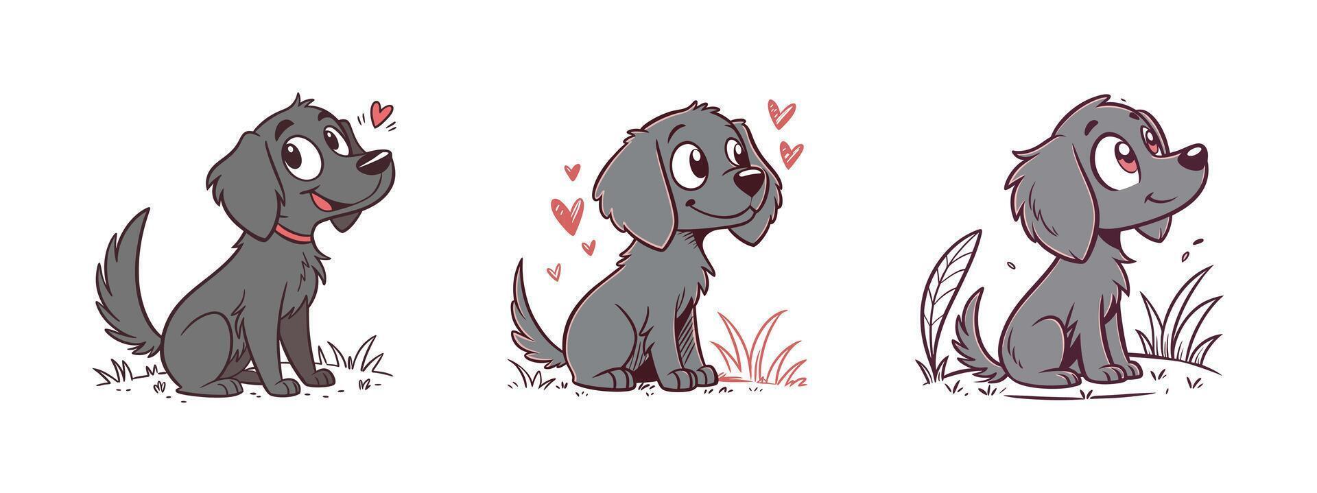 Cartoon dog set. vector