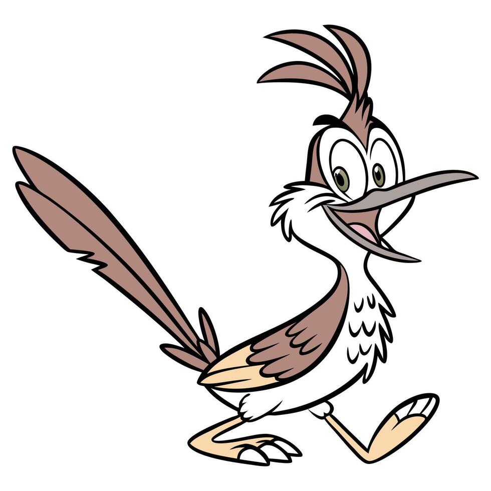 Funny bird with feather vector