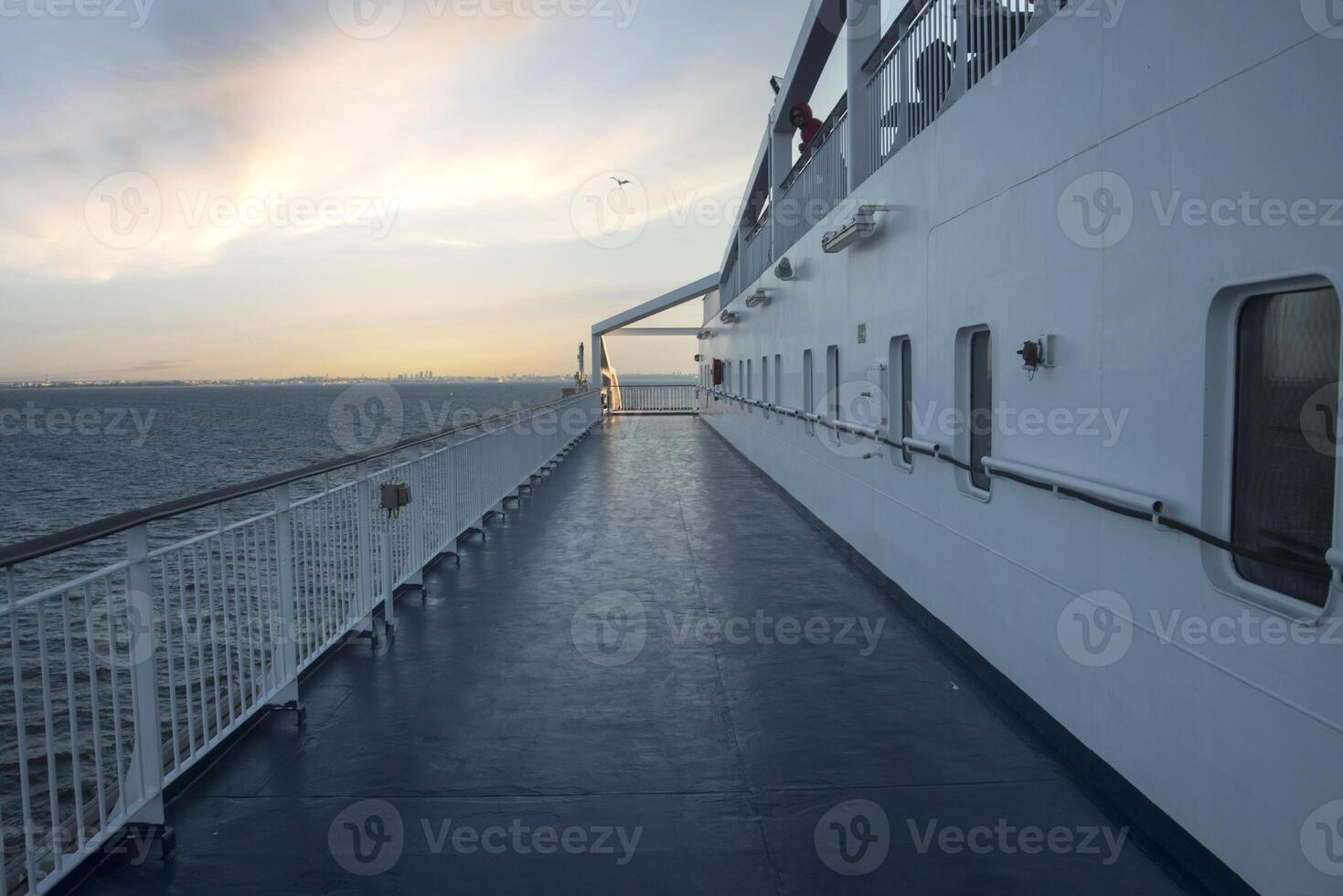 ferry deck. beautiful sunset photo