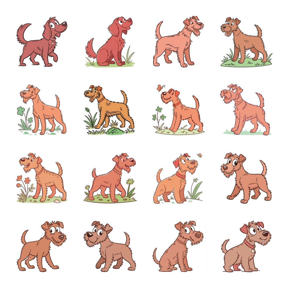 Cute dogs cartoon mascot set vector