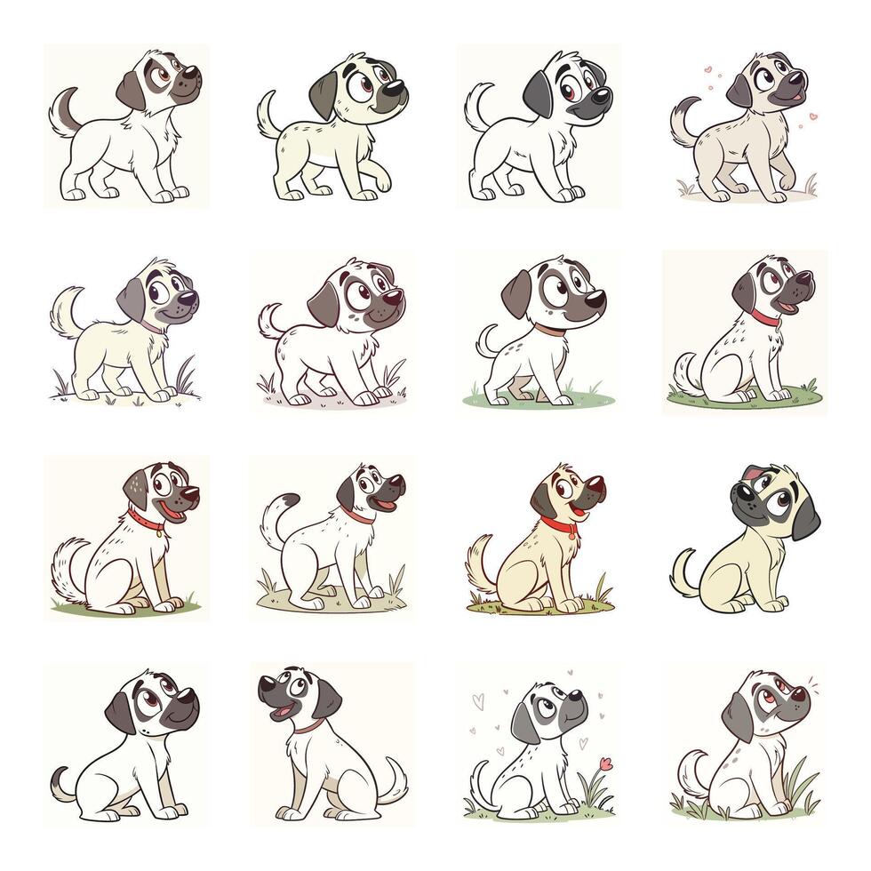 Collection of dog drawn vector