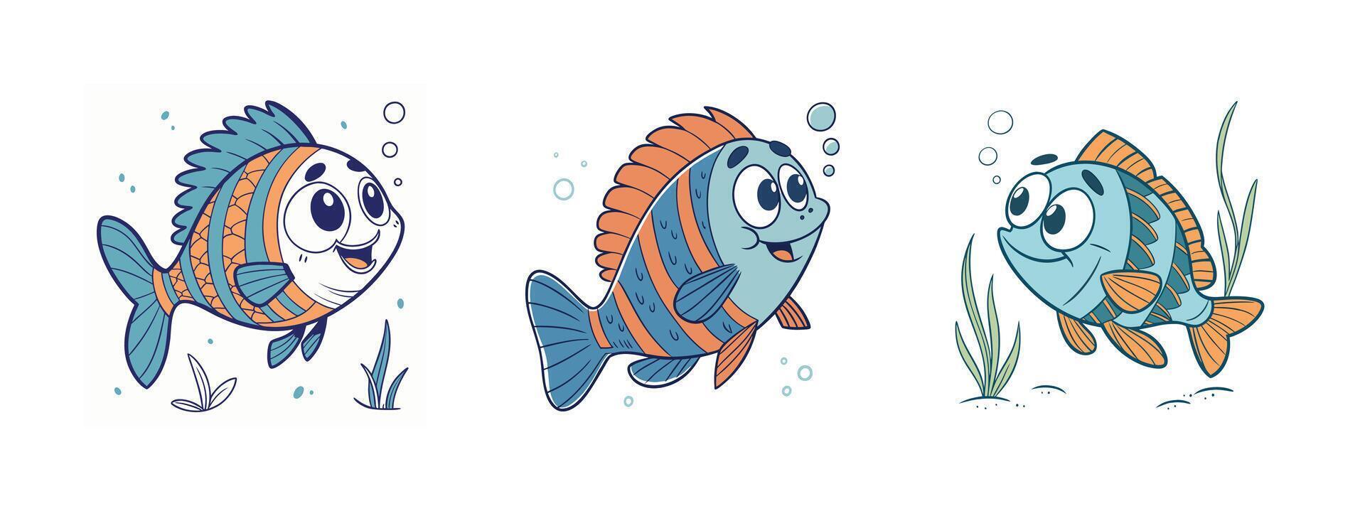 Cartoon fish set. vector