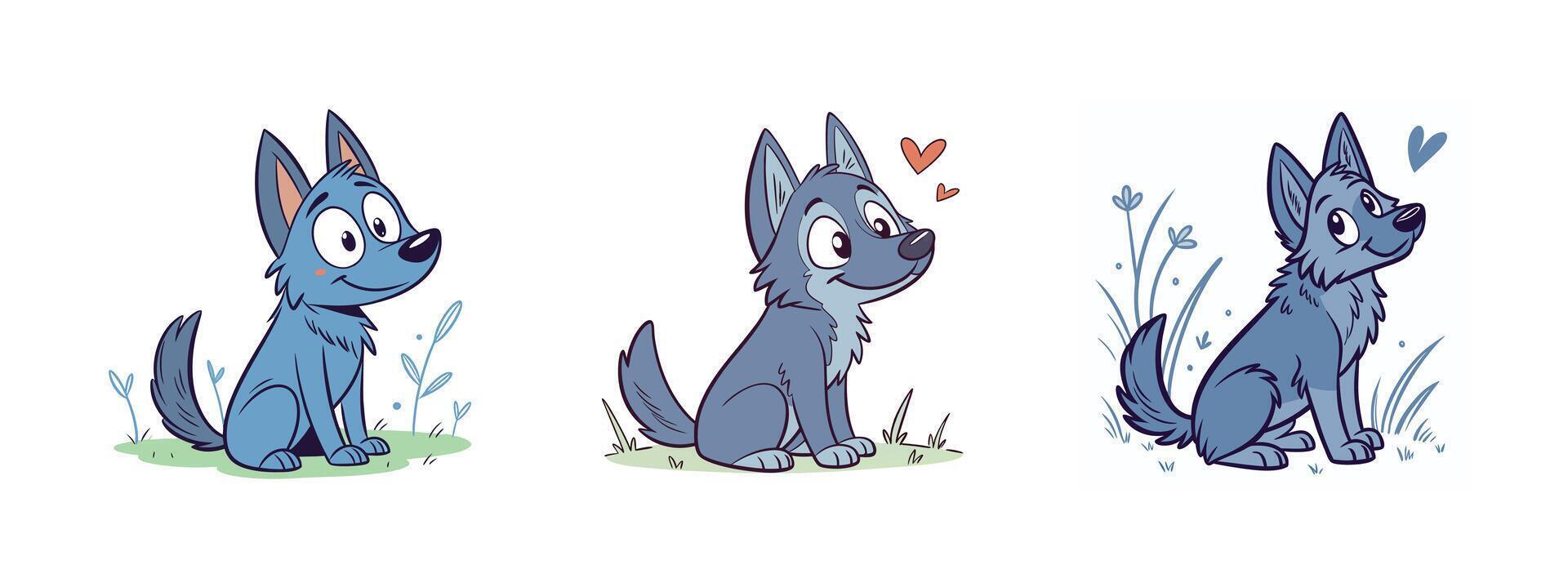 Set of cute dogs in cartoon style vector