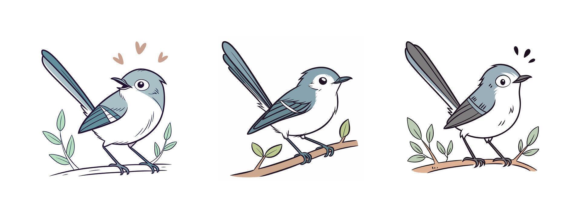 Flat bird collection vector