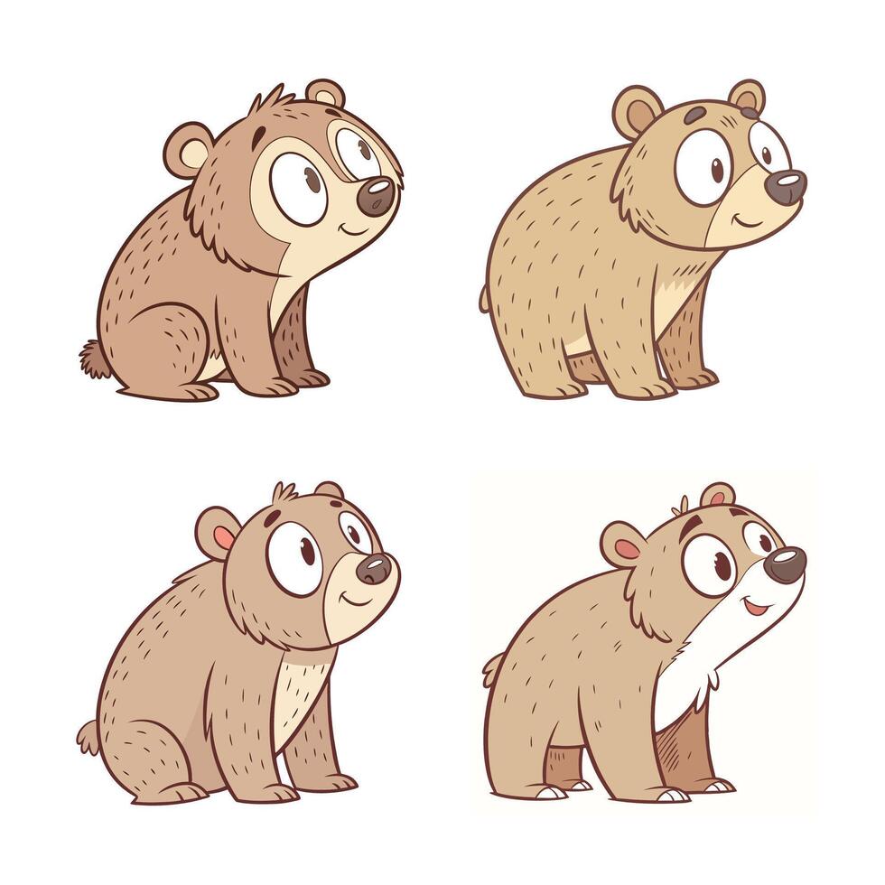 Cute animal bear cartoon characters vector