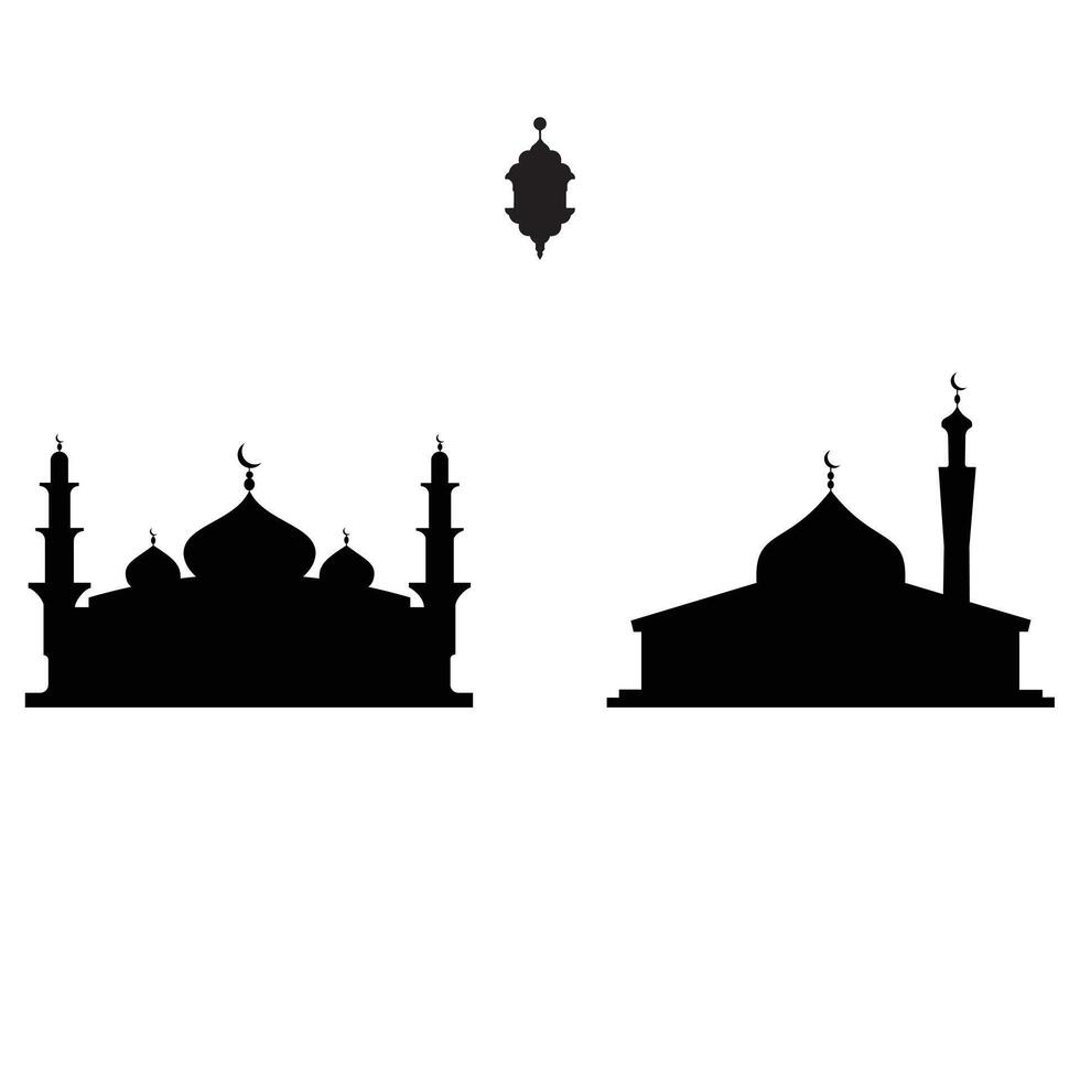 Mosque Silhouettes Islamic Architecture, Ramadan, Crescent Moon vector