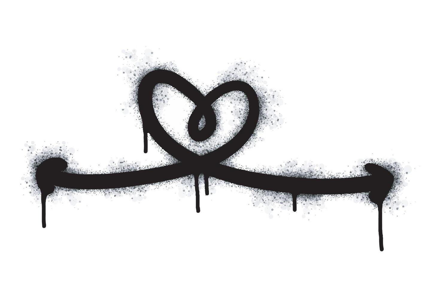 Spray Paint Graffiti heart icon isolated on white background. graffiti love line icon with overspray in black on white. vector