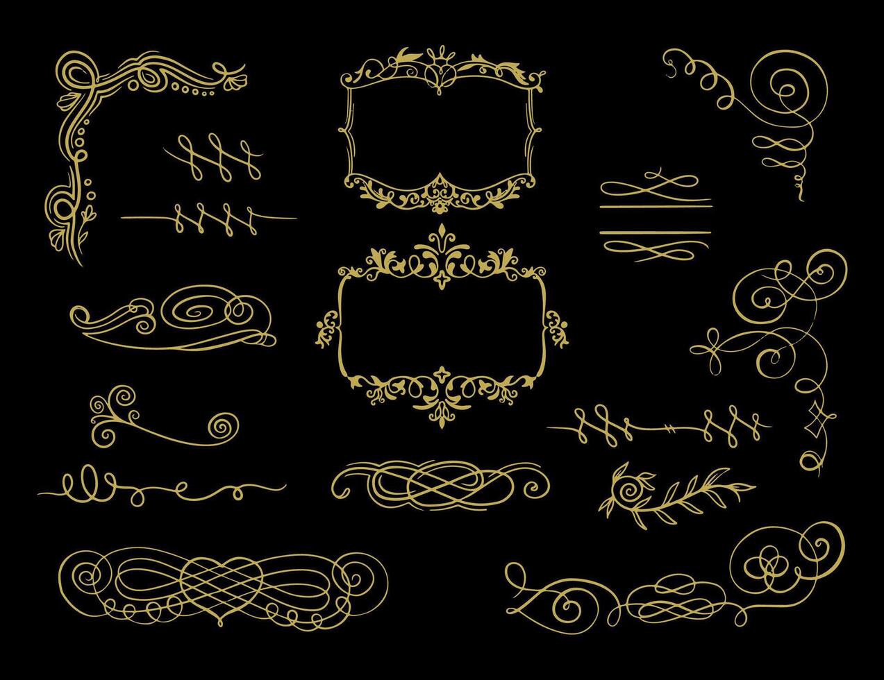 calligraphic ornament set art vintage vector