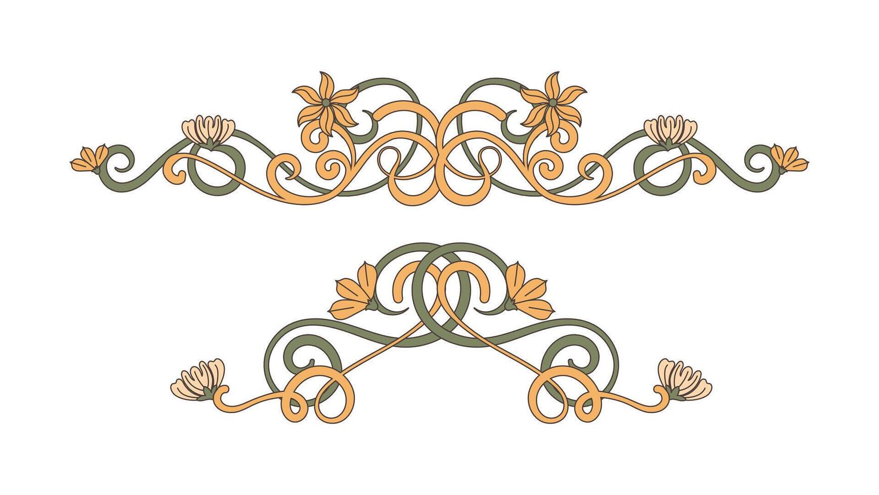 Hand drawn art nouveau ornament border divider vector