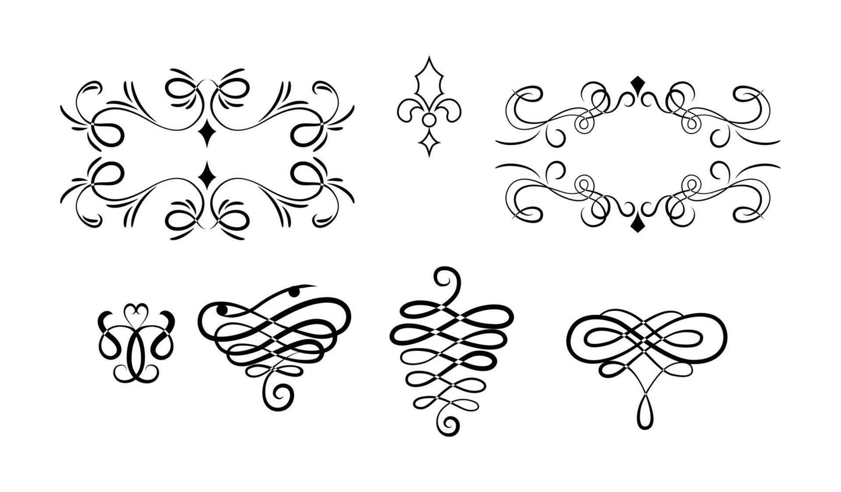 Collection of calligraphic ornaments vector