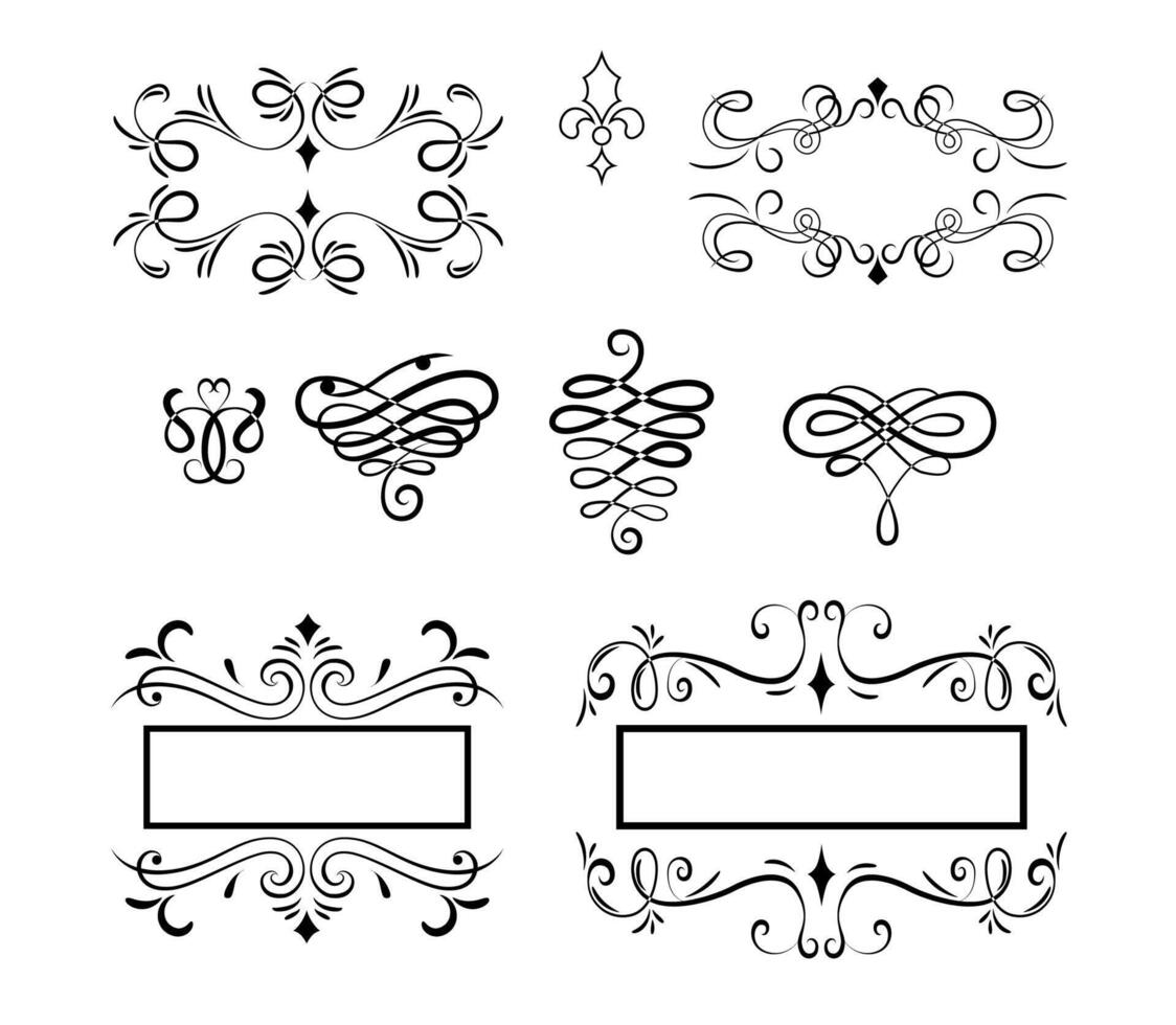 Collection of calligraphic ornaments art vector