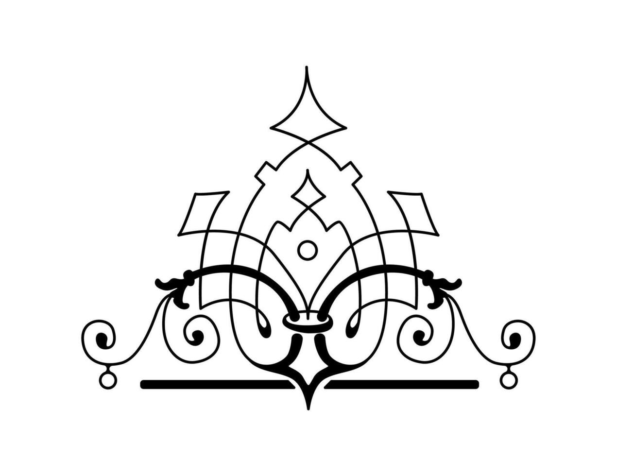 Ornamental card decoration art border divider on black colour vector