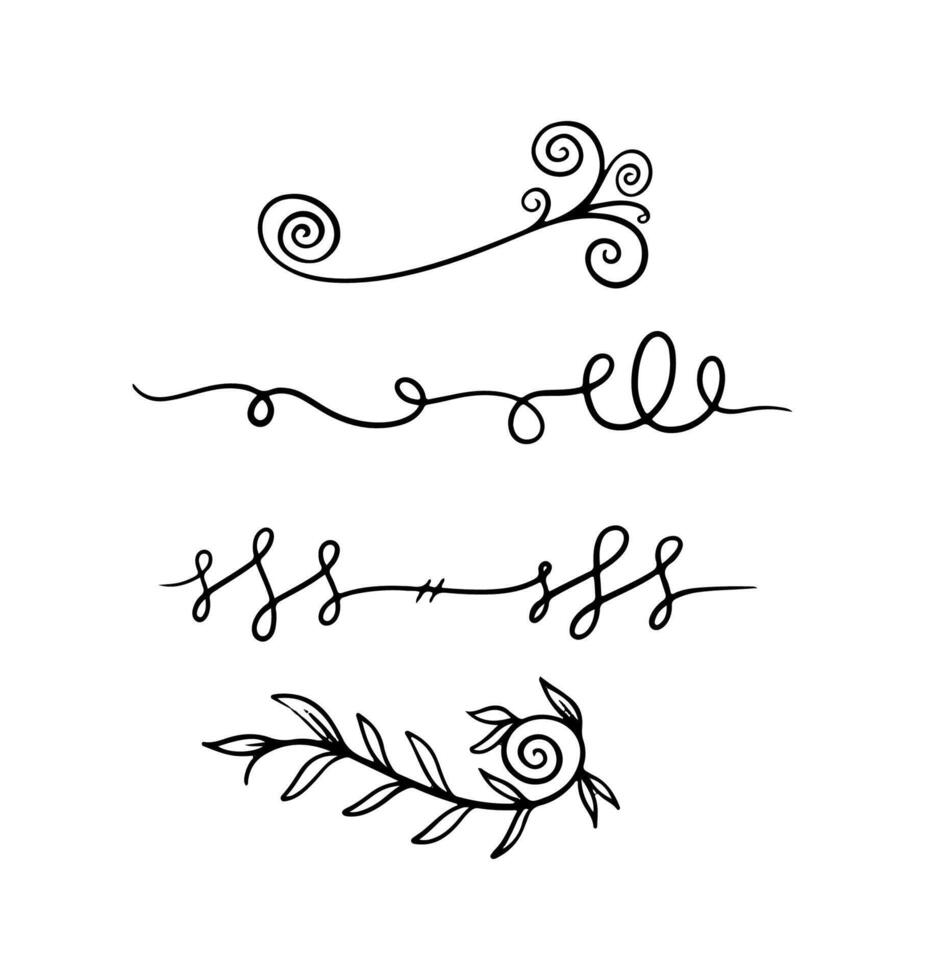 calligraphic ornament art vintage border divider swirls on black colour vector