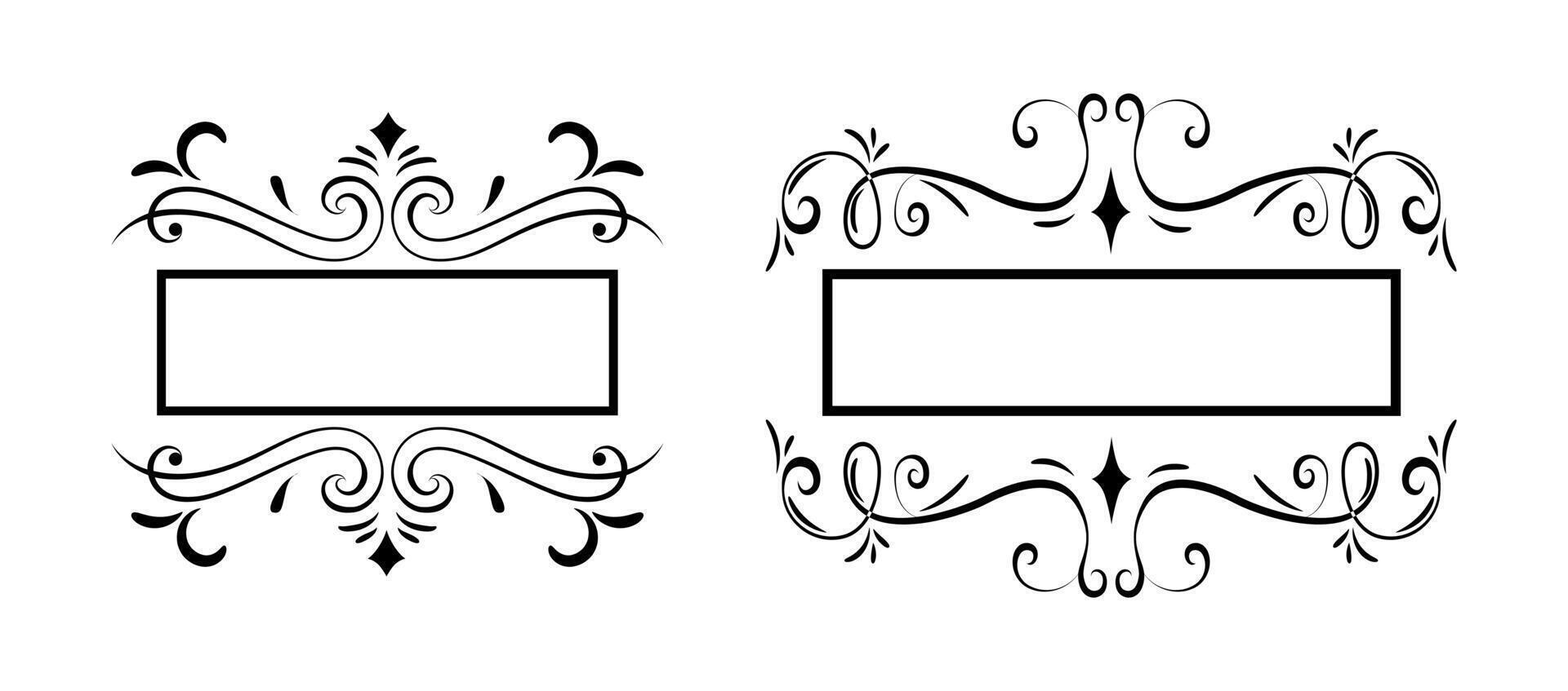 Collection of calligraphic ornaments art on black and white colour vector