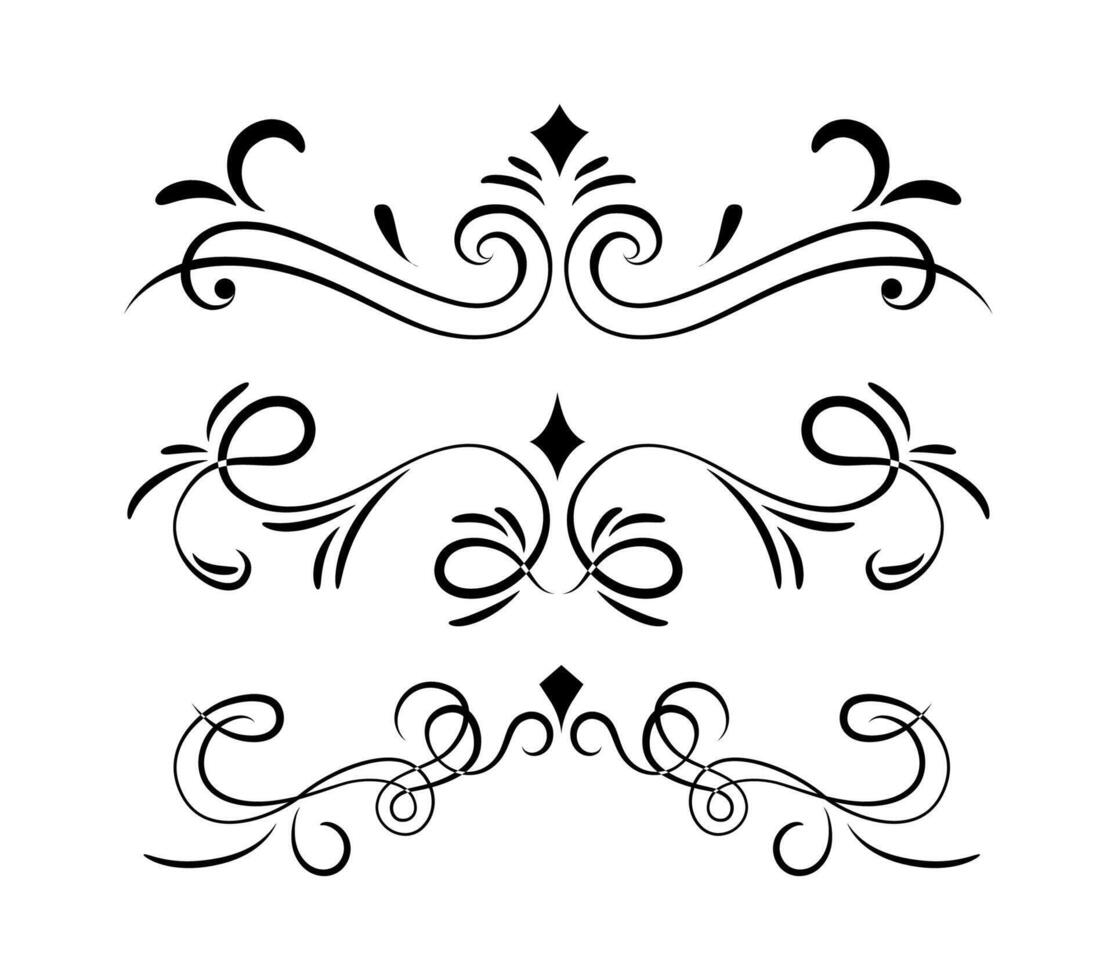 Collection of calligraphic art ornaments vector