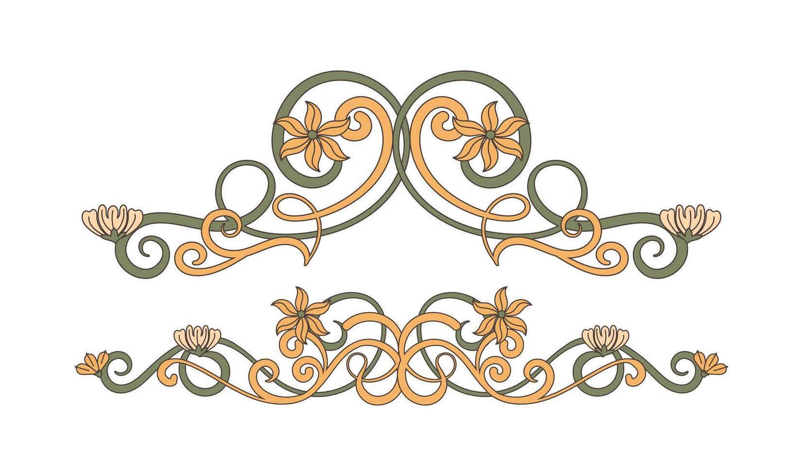 Hand drawn art nouveau ornament on white background vector
