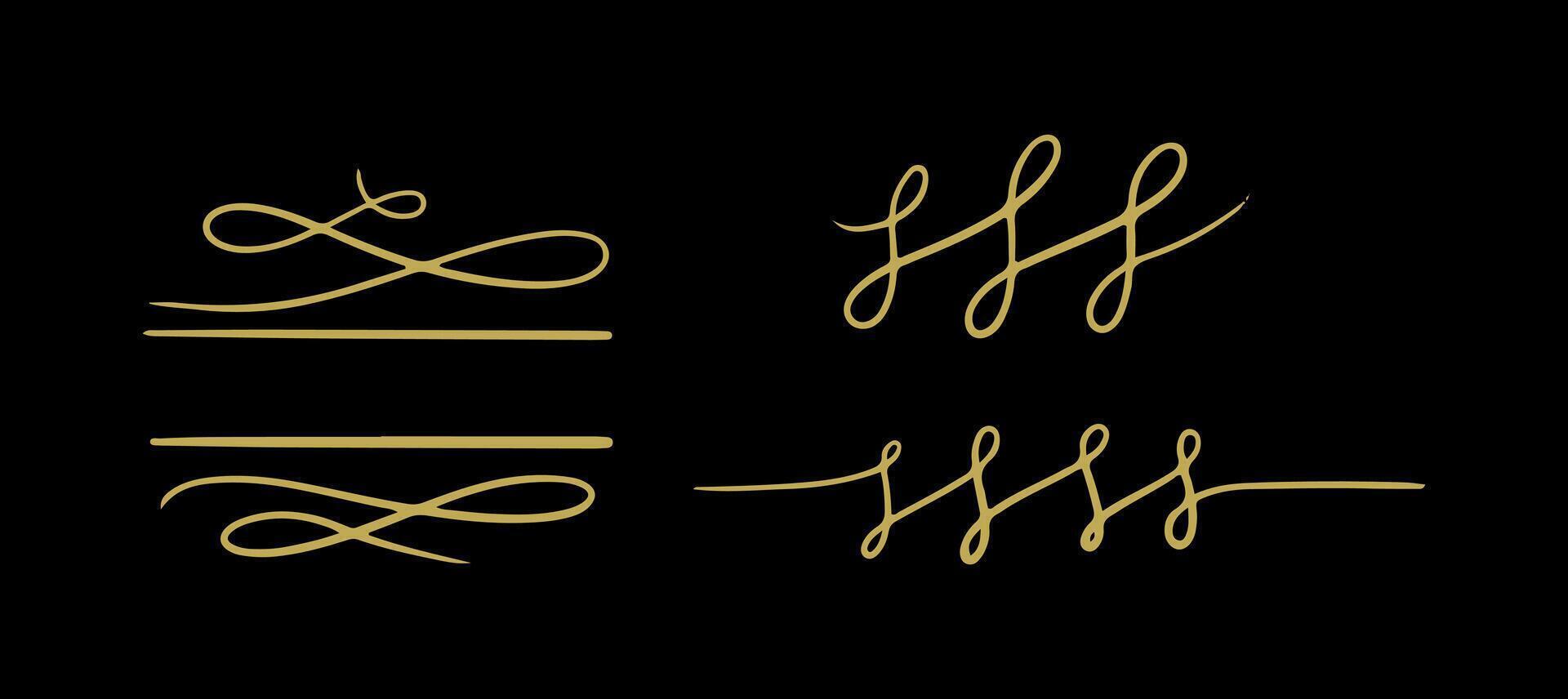 calligraphic ornament set art vintage swirls vector