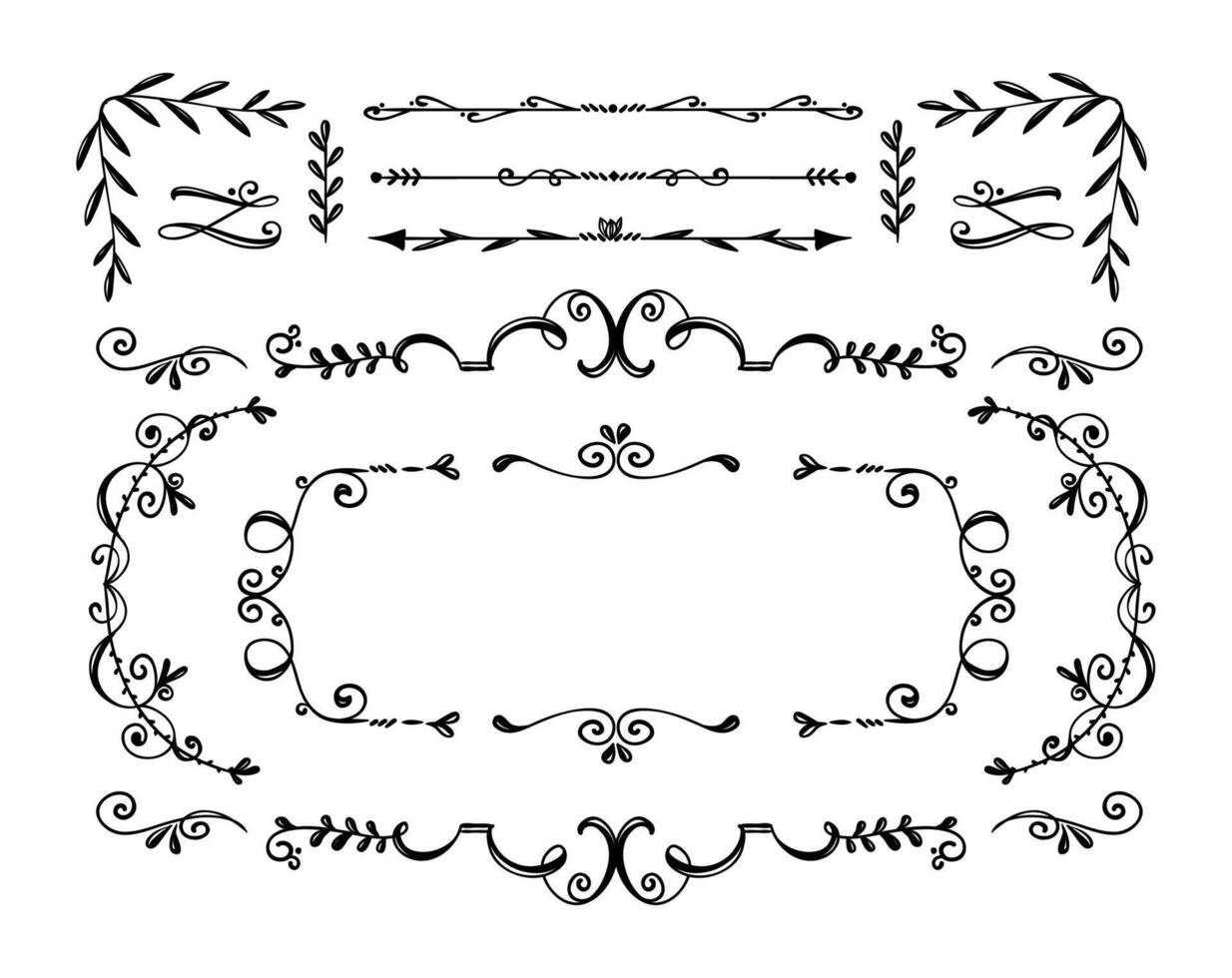 Hand drawn wedding ornament collection art on white background vector