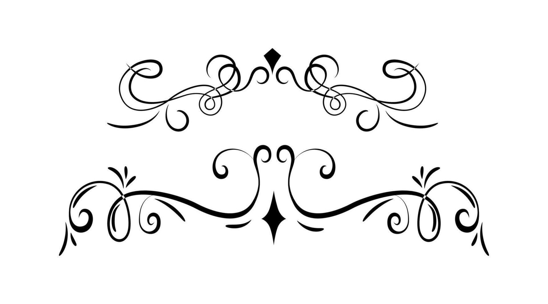 Collection of calligraphic ornaments art divider vector