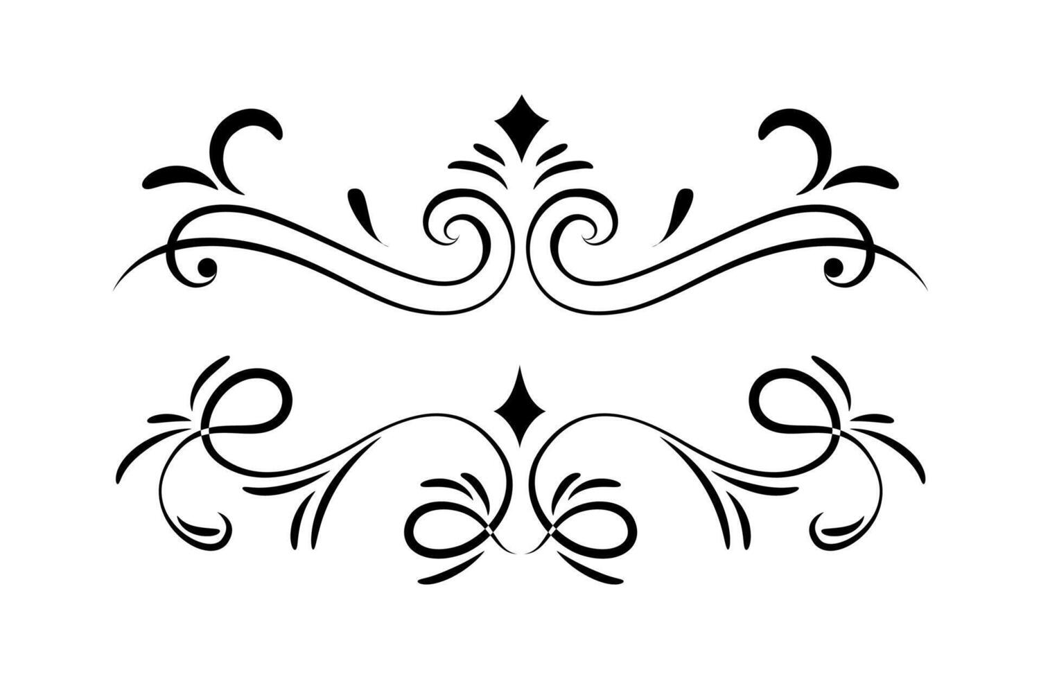 Collection of calligraphic ornaments on black colour vector