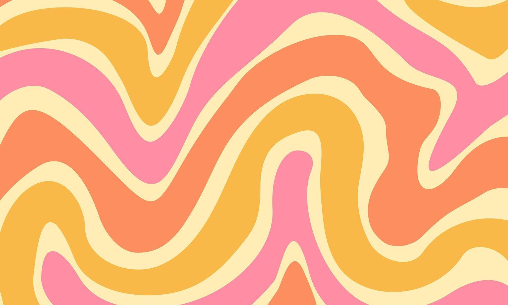 Groovy hippie 70s backgrounds. Waves, swirl, twirl pattern. Twisted and distorted texture in trendy retro psychedelic style. Y2k aesthetic. vector