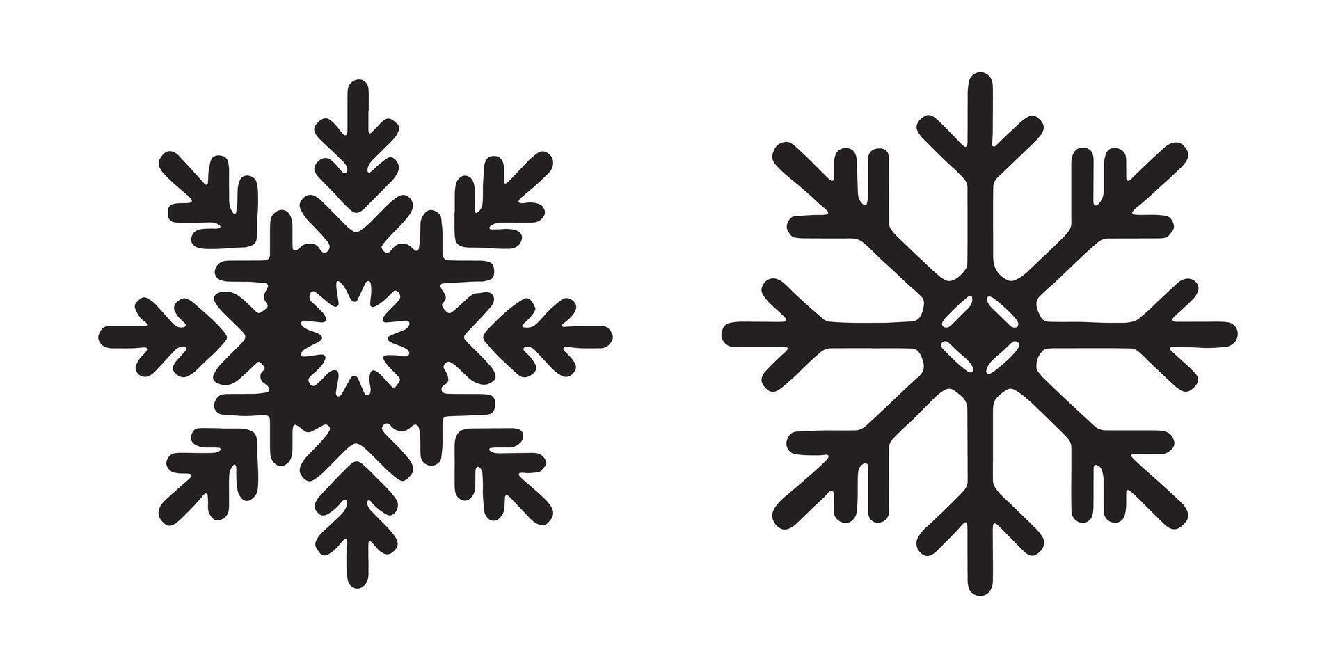 Frosty Whimsy Black Snowflake Icons vector