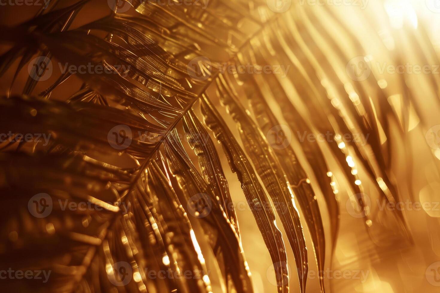 Golden palm leaves on a dark background photo