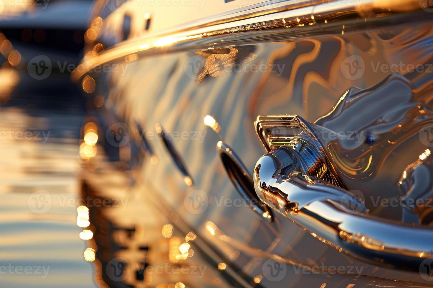 A close up of a boat with a shiny metal handle photo