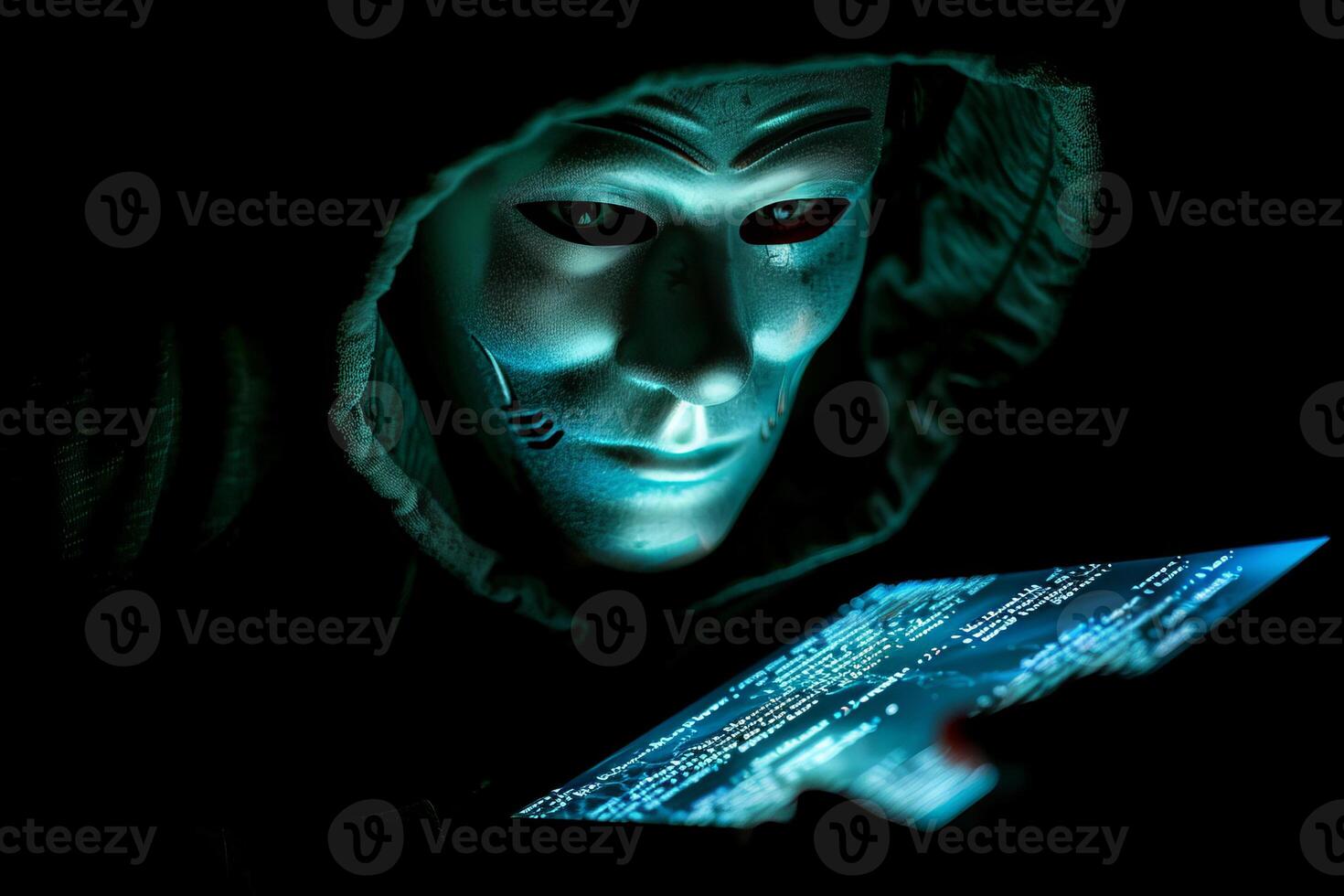Anonymous hacker with mask and hoodie photo
