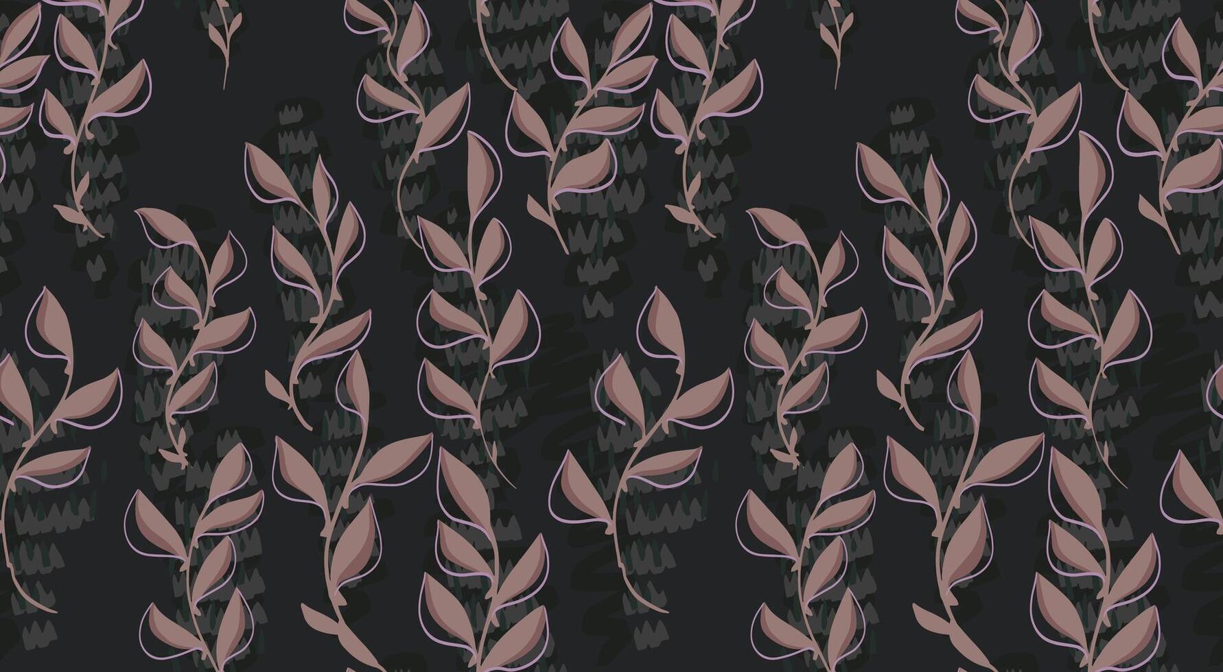 Abstract organic botanicals shapes seamless pattern. Unique florals forms and shape print on a dark background. hand drawn sketch. Collage contemporary ornament. vector