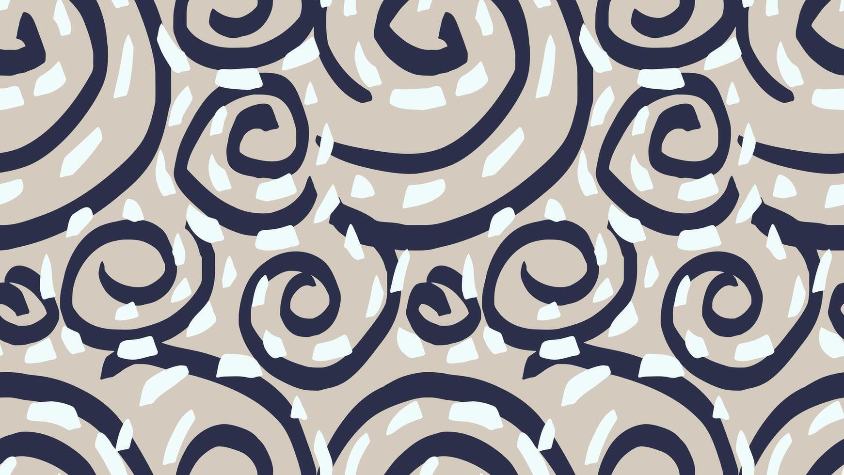 Hand drawn sketch large abstract organic shapes seamless pattern. beige background with unique twisted shape. Contemporary plain ornament for print. vector