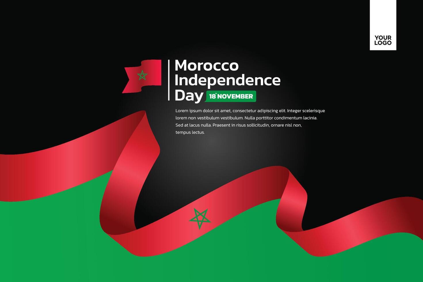 Morocco independence day background with red and green ribbon vector