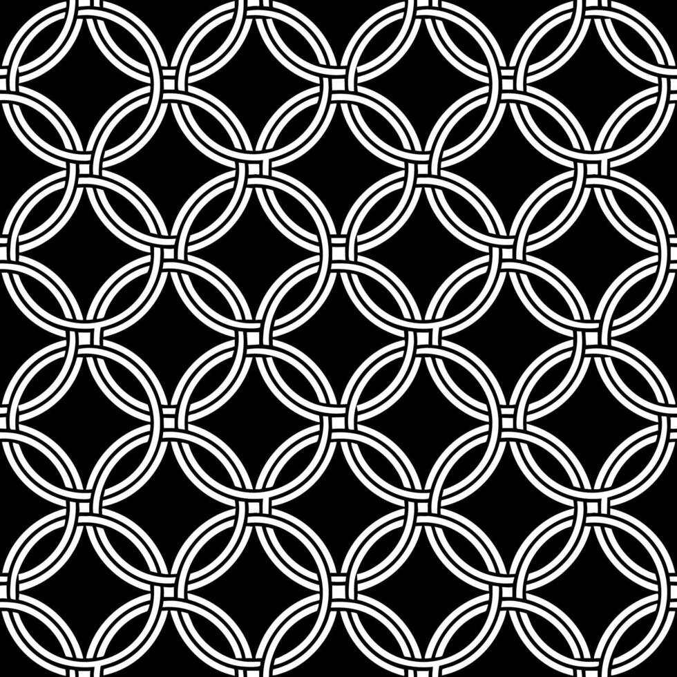 Seamless Geometric black and white Interlocking Circles Pattern vector