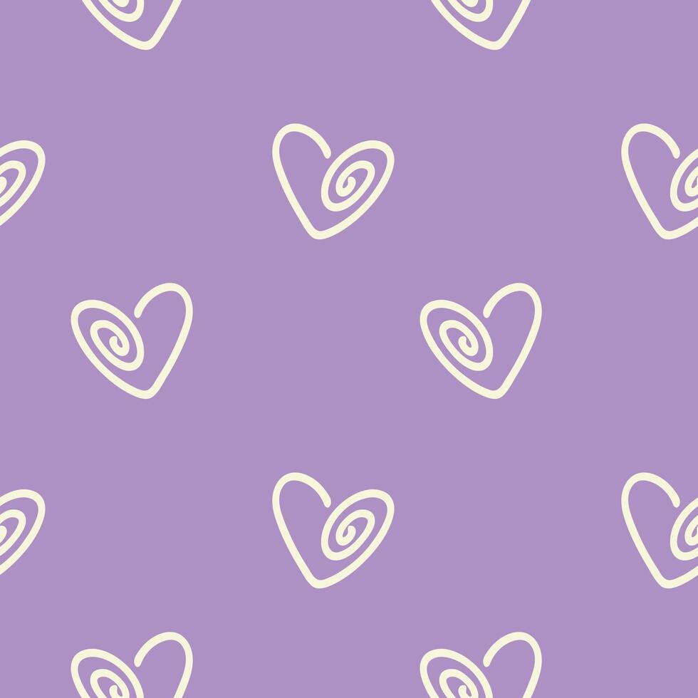 Textile pastel purple pattern with hearts. Delicate soft cozy background. vector
