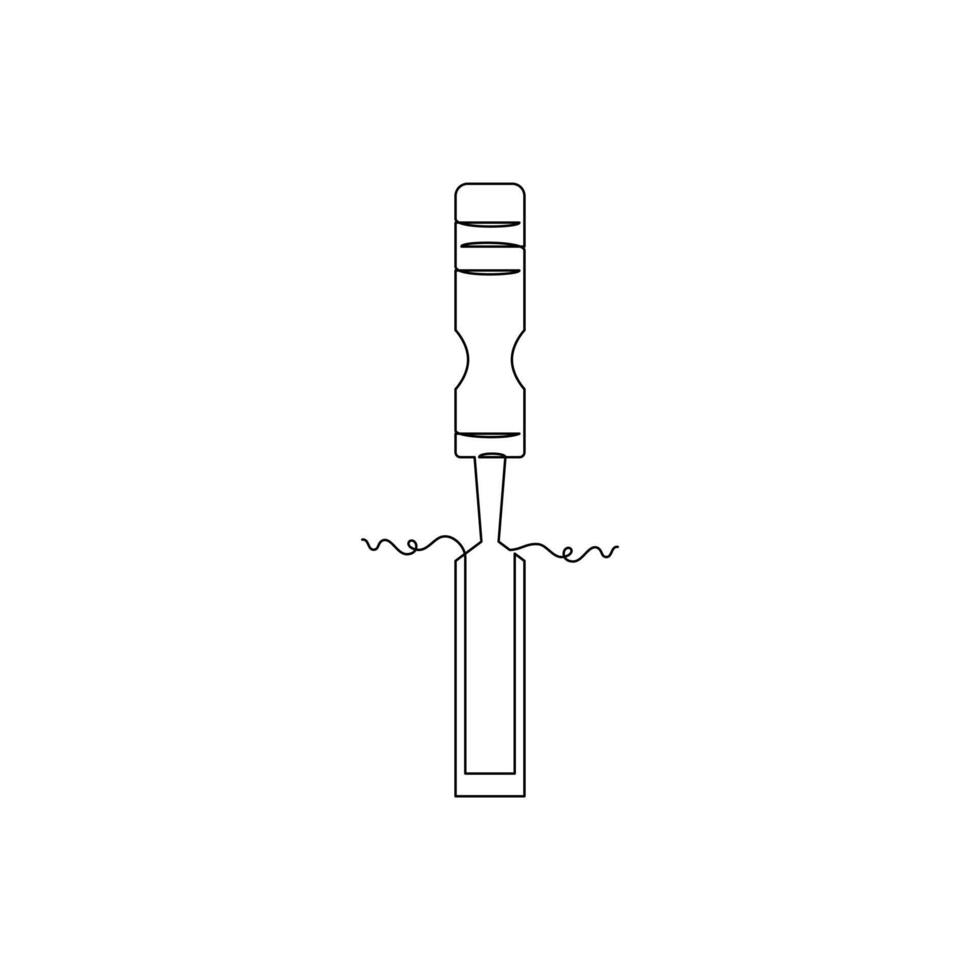 one line art chisel illustration. line art, one continuous line, simple, hand drawn and sketch style. for icons, symbols, signs or logos vector