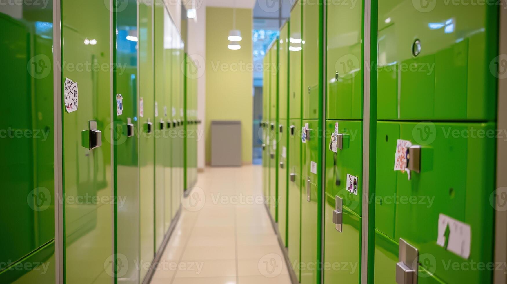 Lockers in a school hall photo