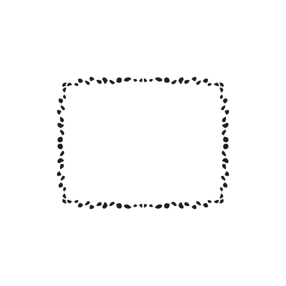 Hand drawn square frame. Black and white illustration. Isolated on white background. vector